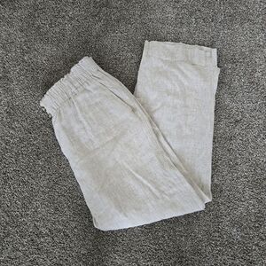 Women's Briggs Cream Linen Blend  Straight Leg Relax Fit Pants